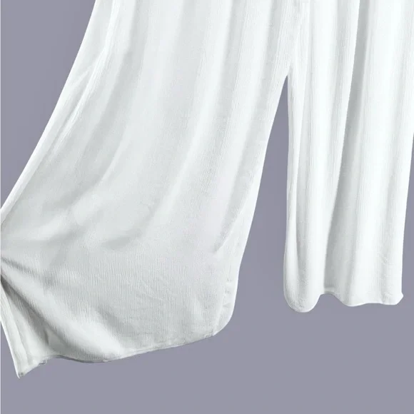 Kona Sol NWT Split Wide Leg Tie Front Pants Sz M White Gauzy Swim Cover Up Sheer - Picture 6 of 15